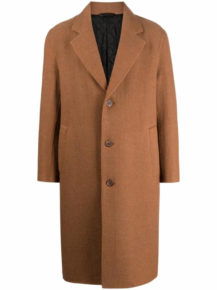 Man On The Boon. Balmacan tweed single-breasted coat - Brown Cover