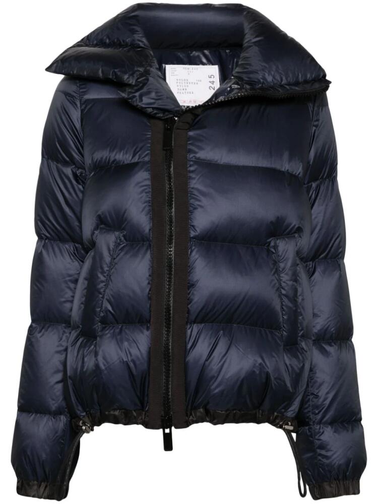 sacai off-centre quilted puffer jacket - Blue Cover