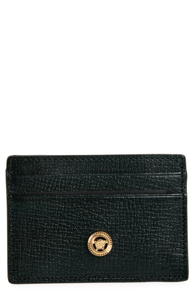 Versace Medusa Leather Card Case in Black/Versace Gold Cover