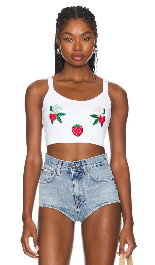 FIORUCCI Embroidered Cropped Tank Top in White Cover