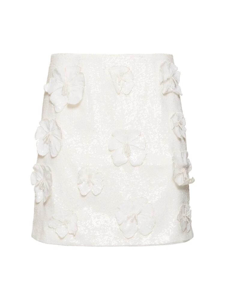 ROTATE Saje Sequined Flower Mini Skirt Cover