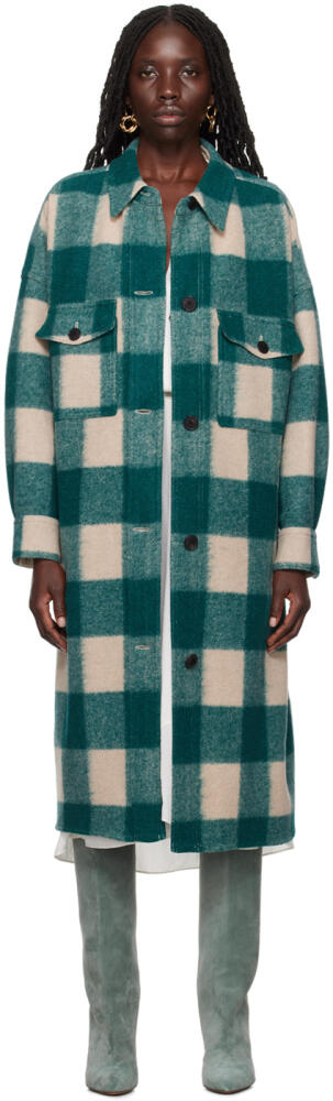 Isabel Marant Etoile Green & Beige Fontizi Coat Cover