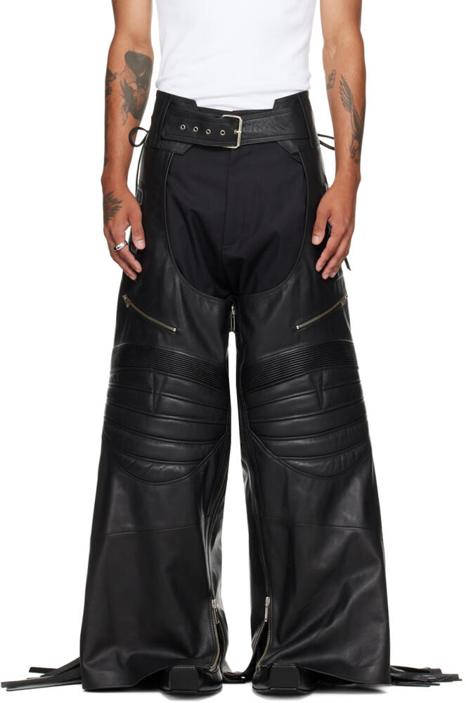 LU'U DAN Black Hell-Fire Leather Chaps Cover