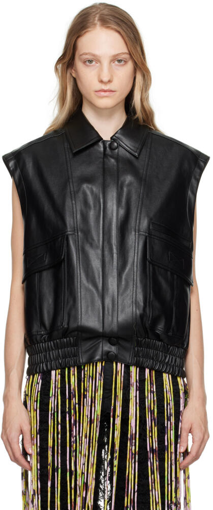 OPEN YY Black Zip Faux-Leather Vest Cover