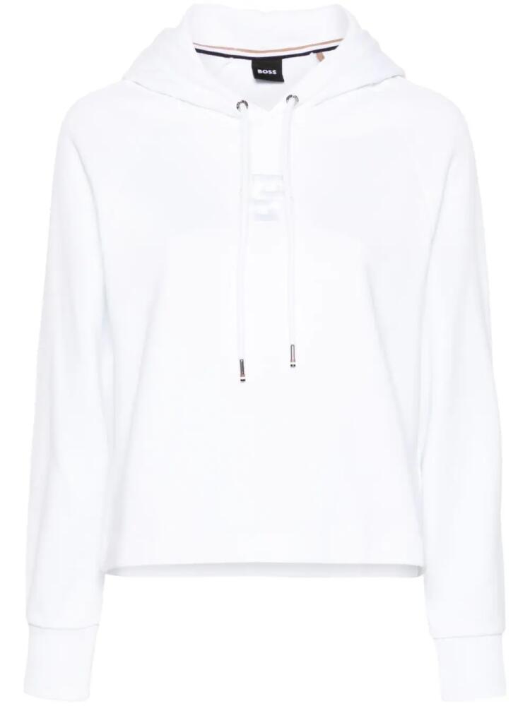 BOSS logo-embroidered cropped hoodie - White Cover