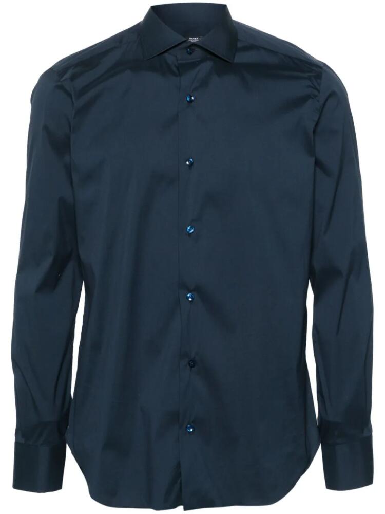 Barba classic-collar poplin shirt - Blue Cover