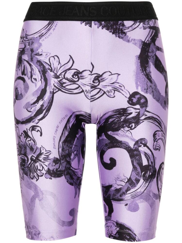 Versace Jeans Couture Baroccoflage-print cycling shorts - Purple Cover