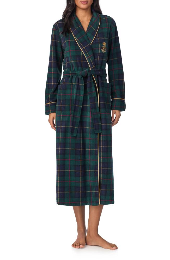 Lauren Ralph Lauren Crest Embroidered Robe in Green Plaid Cover