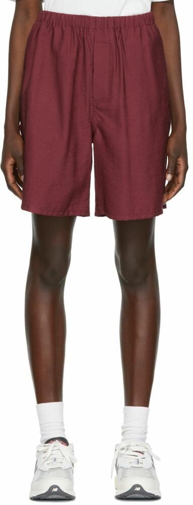 AMI Paris SSENSE Exclusive Burgundy Viscose Shorts Cover