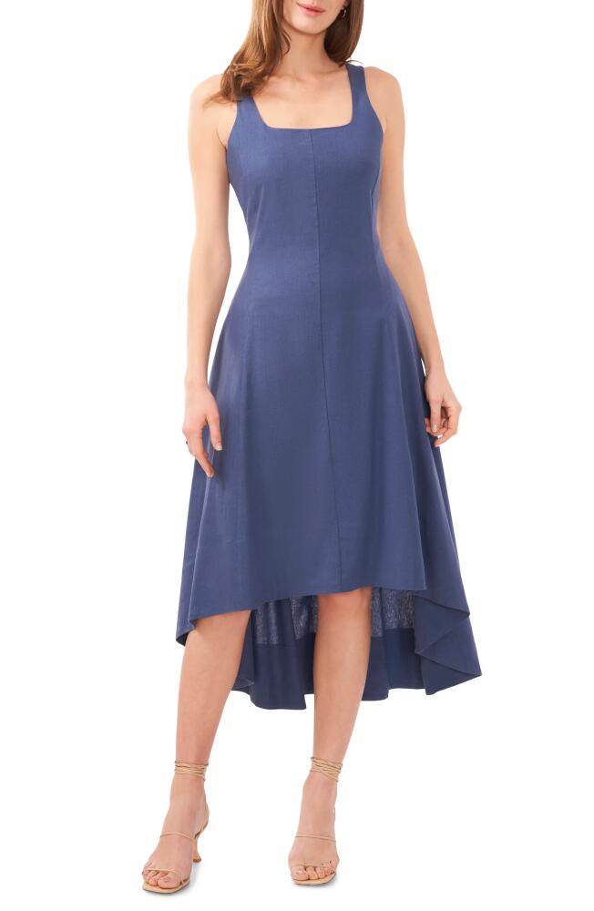 halogen(r) Seamed Linen Blend High-Low Dress in Indigo Blue Cover