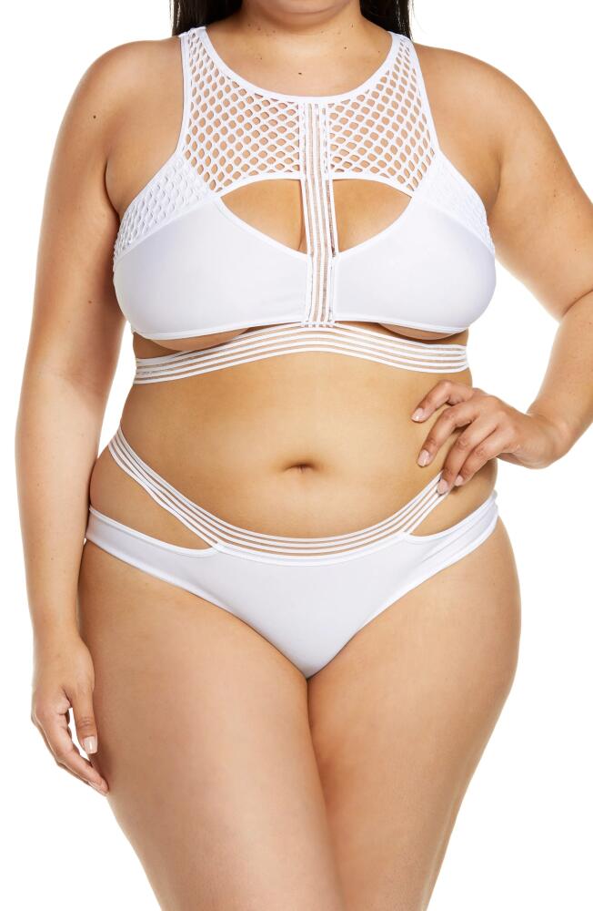 Coquette Mesh & Strap Detail Bra & Briefs Set in White Cover