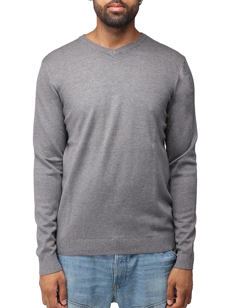 X Ray Men's Solid V Neck Sweater - Charcoal Cover