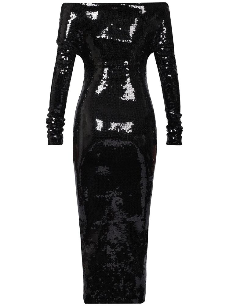 ALEXANDRE VAUTHIER Sequined Long Sleeve Midi Dress Cover