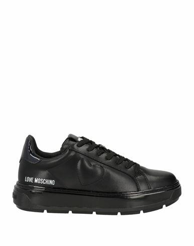 Love Moschino Woman Sneakers Black Calfskin Cover