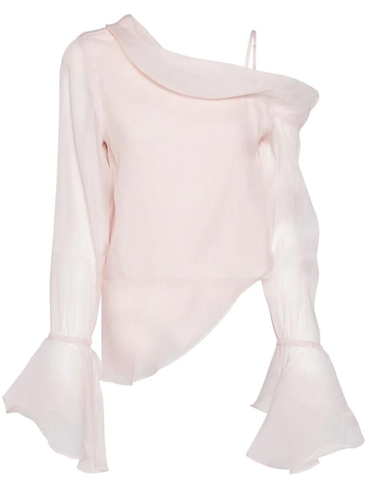 Aje Edith draped cold-shoulder blouse - Pink Cover