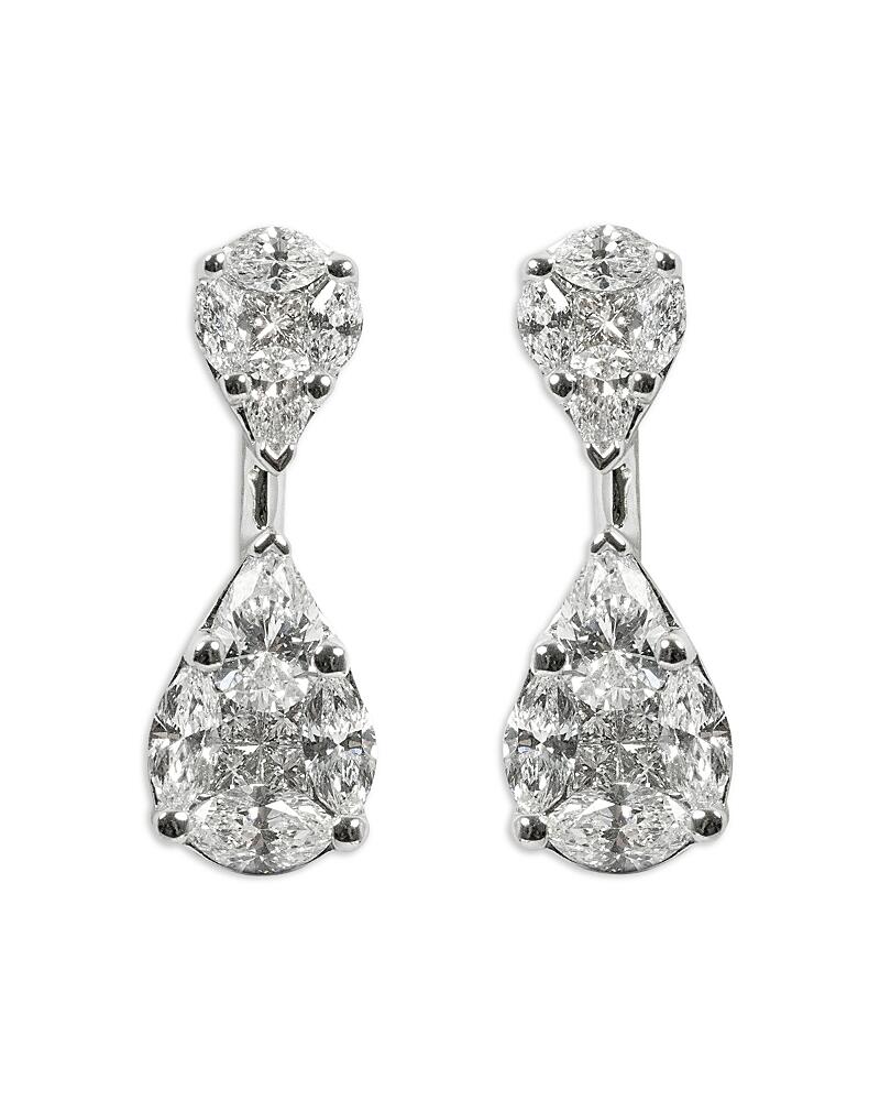 Zydo 18K White Gold Mosaic Diamond Drop Earrings Cover