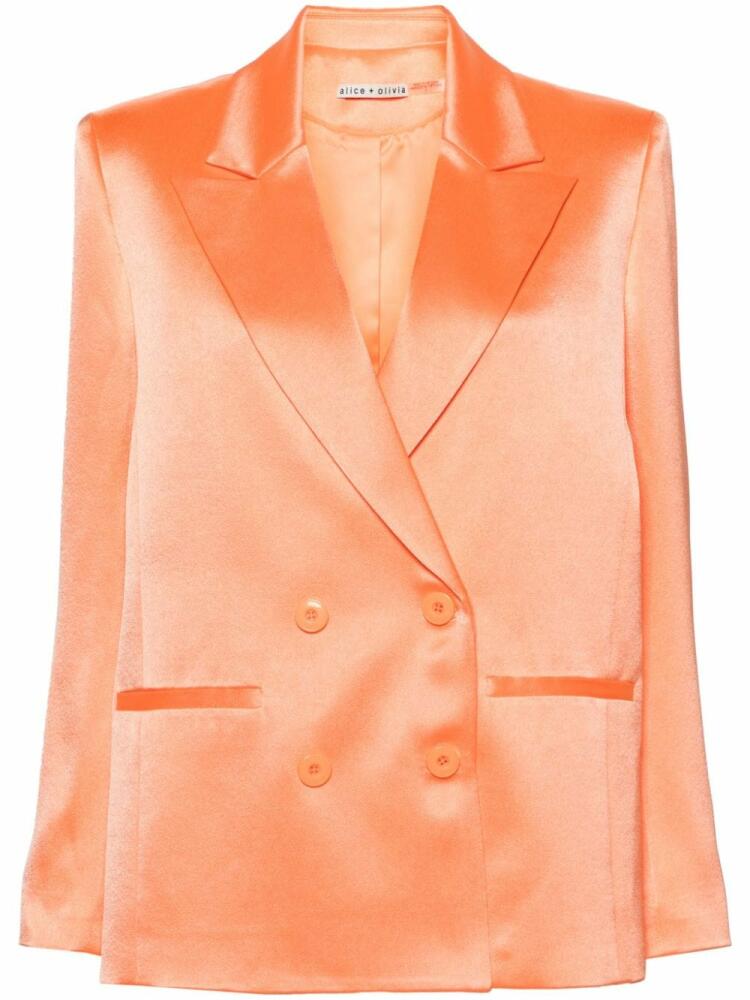 alice + olivia Santos double-breasted satin blazer - Orange Cover