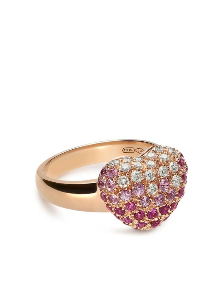 LEO PIZZO 18kt rose gold diamond sapphire Amore ring - Pink Cover