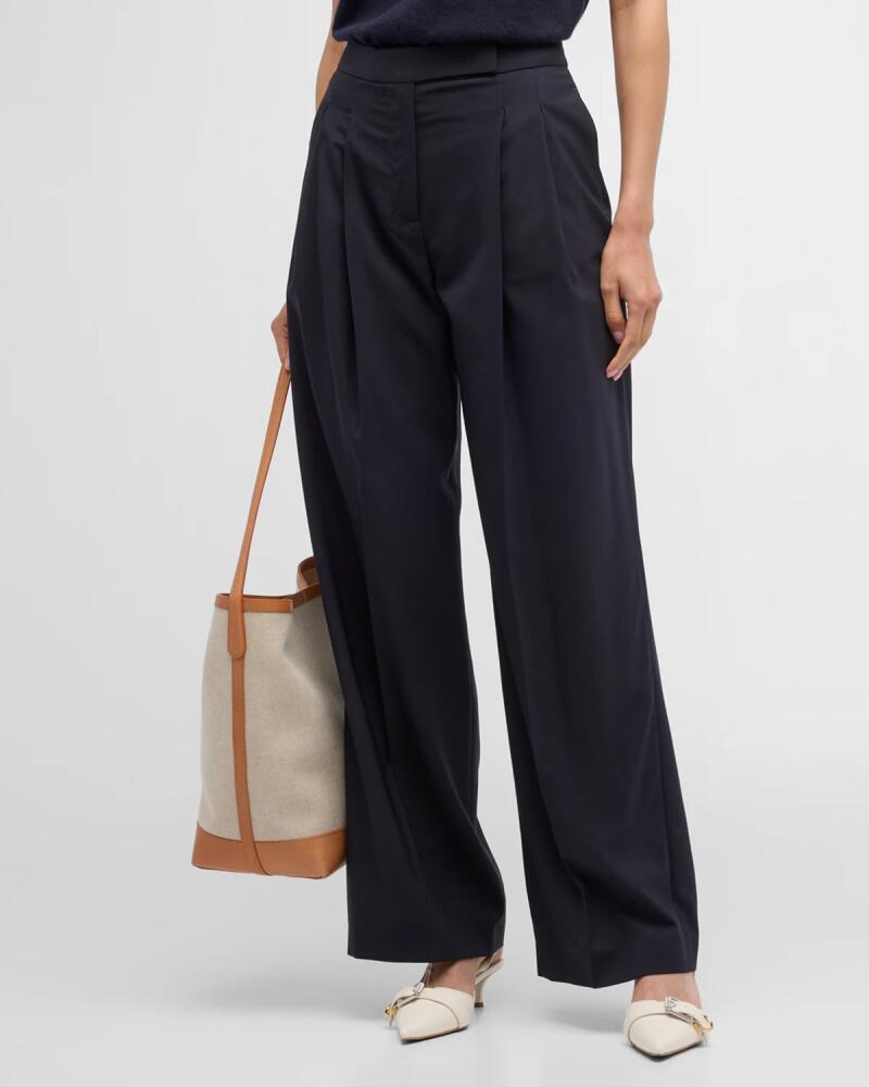 Eleventy Wool-Blend Wide-Leg Pants Cover