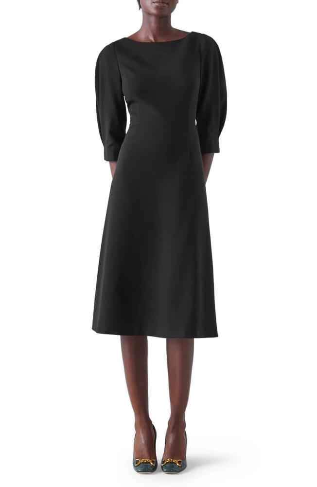 LK Bennett Lemoni A-line Midi Dress in Black Cover