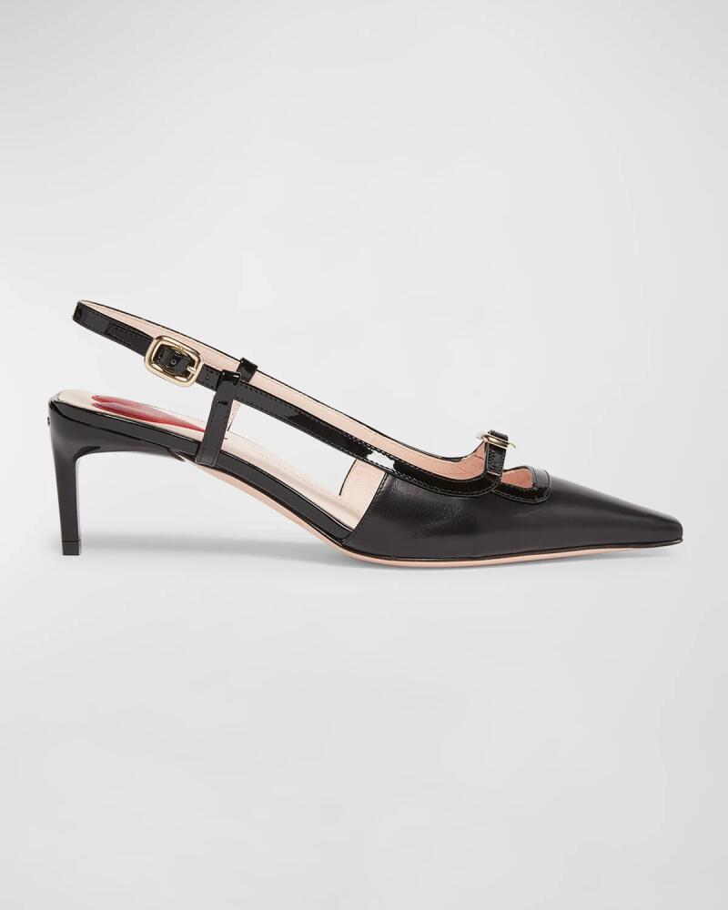 Roger Vivier Mixed Leather Mini Buckle Slingback Pumps Cover