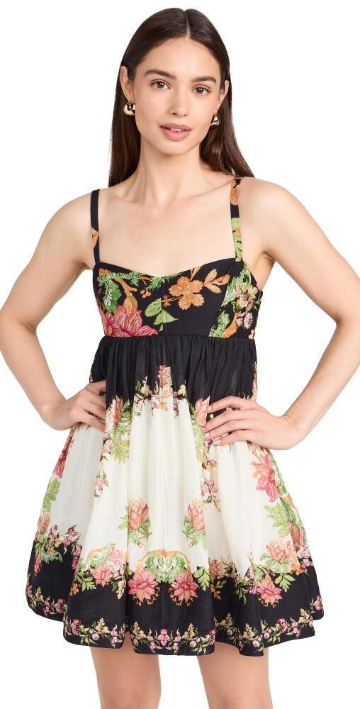 Hemant and Nandita Short Dress with Quilted Yoke Black/Off White Floral Cover