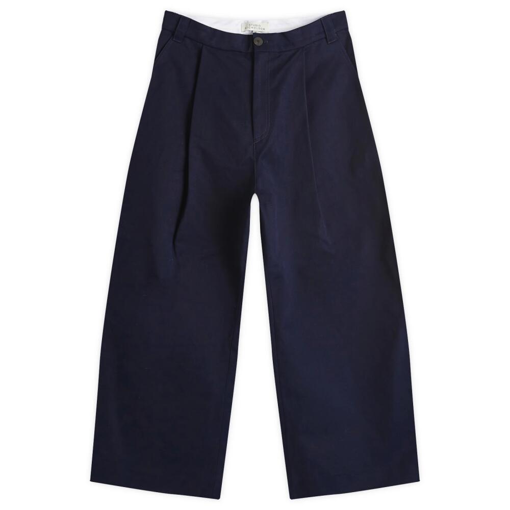 Studio Nicholson Men's Sorte Deep Pleat Volume Twill Pant in Dark Navy Cover