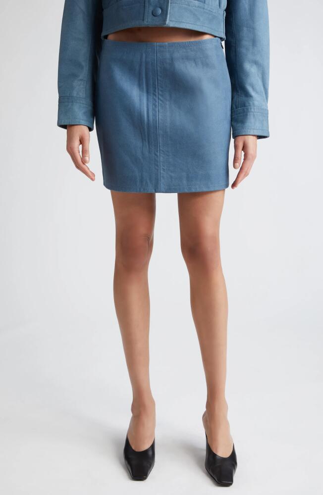 Stand Studio Perla Denim Look Leather Miniskirt in Washed Indigo Cover