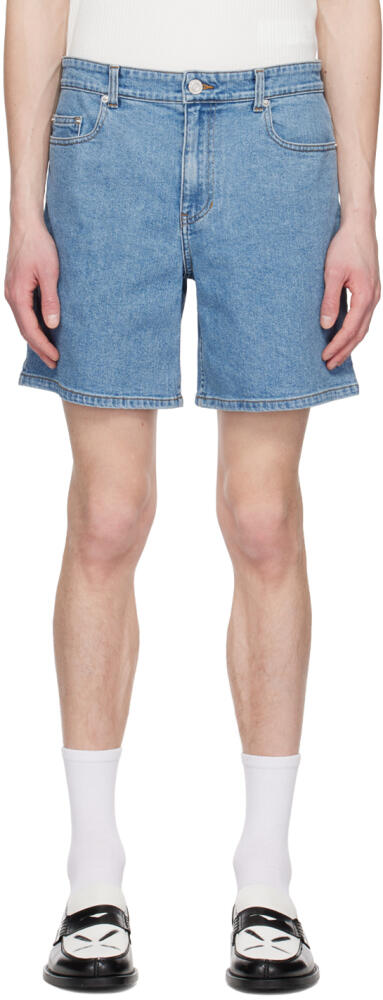 System SSENSE Exclusive Blue Denim Shorts Cover