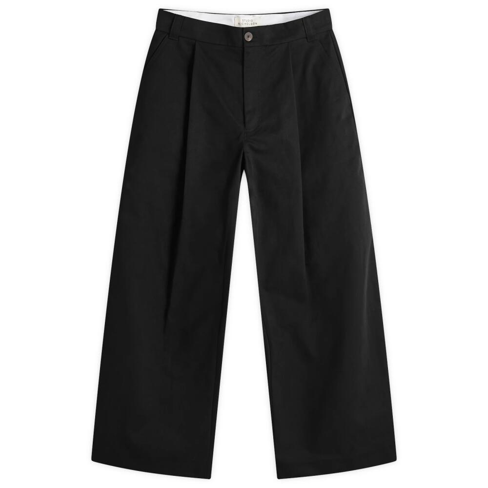 Studio Nicholson Men's Sorte Deep Pleat Volume Twill Pant in Black Cover