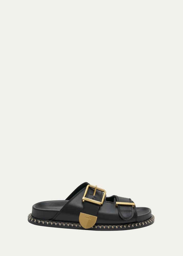 Chloe Rebecca Leather Dual Buckle Slide Sandals Cover