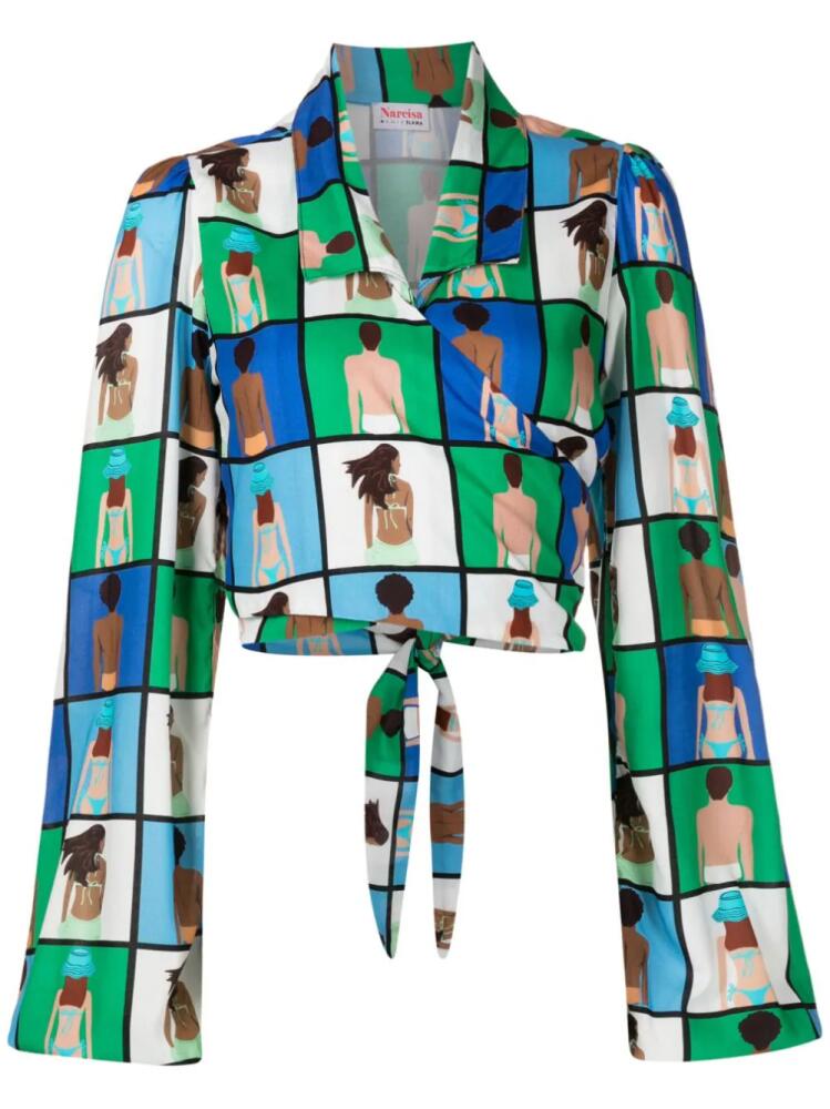 Amir Slama illustration-print wrap blouse - Multicolour Cover