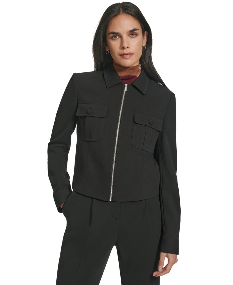 Calvin Klein Women's Zip-Front Collared Jacket - Black Cover