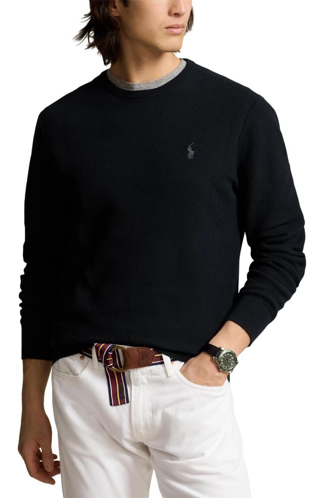 Polo Ralph Lauren Textured Cotton Crewneck Sweater in Polo Black/Tonal Pp Cover