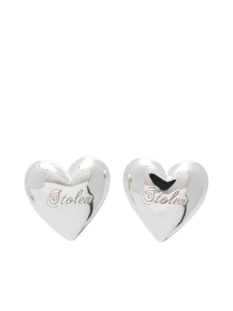 Stolen Girlfriends Club Full Heart stud earrings - Silver Cover