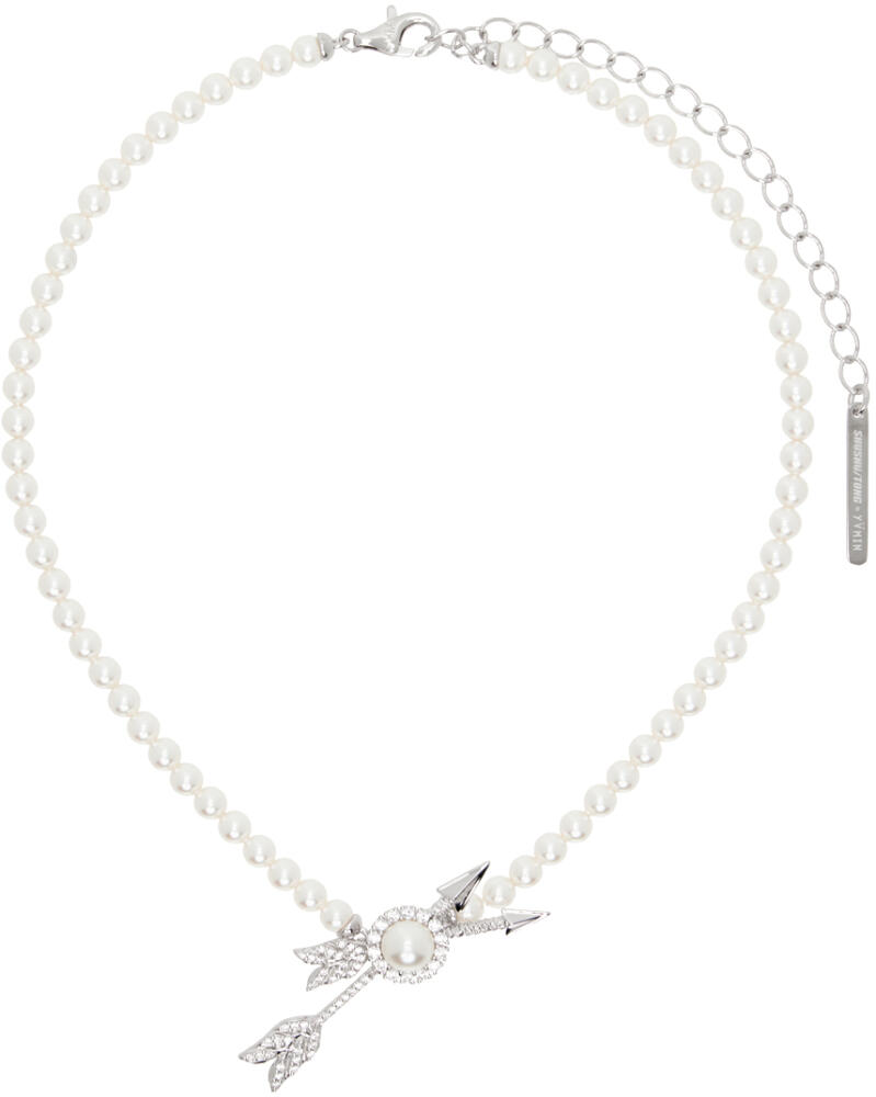 SHUSHU/TONG White & Silver YVMIN Edition Double Arrow Pave Pearl Necklace Cover