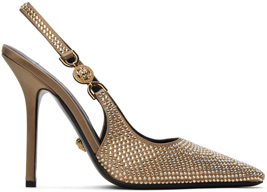 Versace Beige Crystal Medusa '95 Slingback Heels Cover