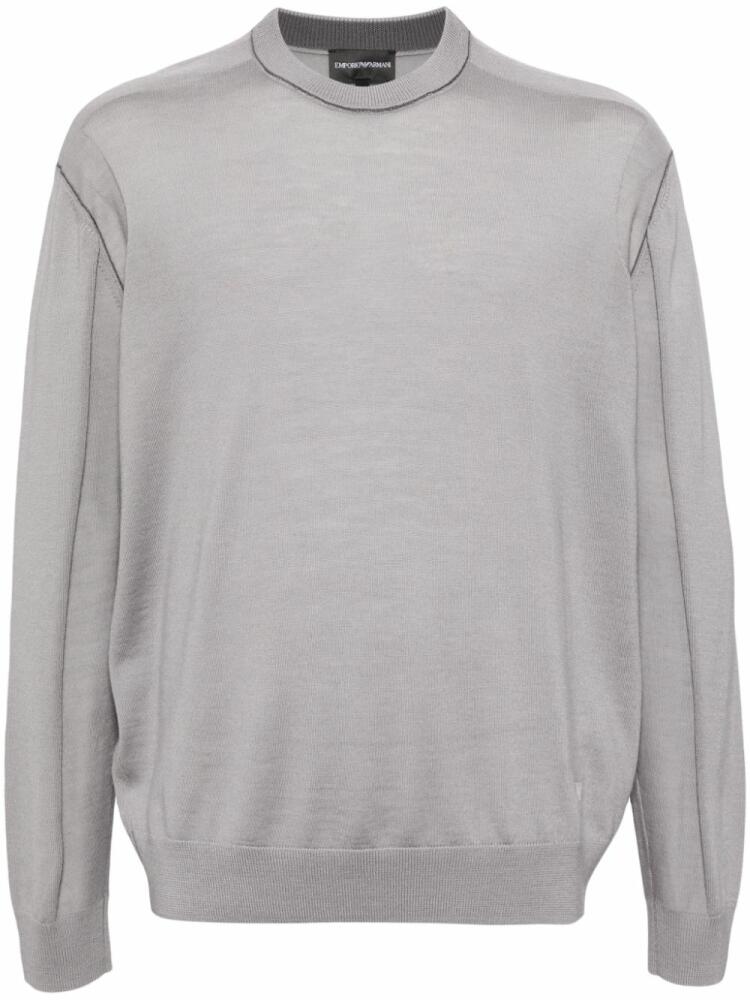 Emporio Armani logo-embroidered wool jumper - Grey Cover