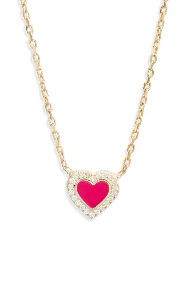 SHYMI Everyday Pavé & Enamel Heart Pendant Necklace in Gold/Pink Cover