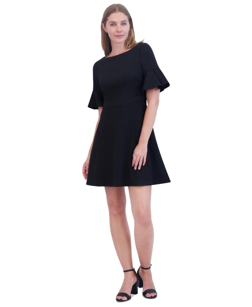 Jessica Howard Petite Elbow-Sleeve Fit & Flare Dress - Black Cover