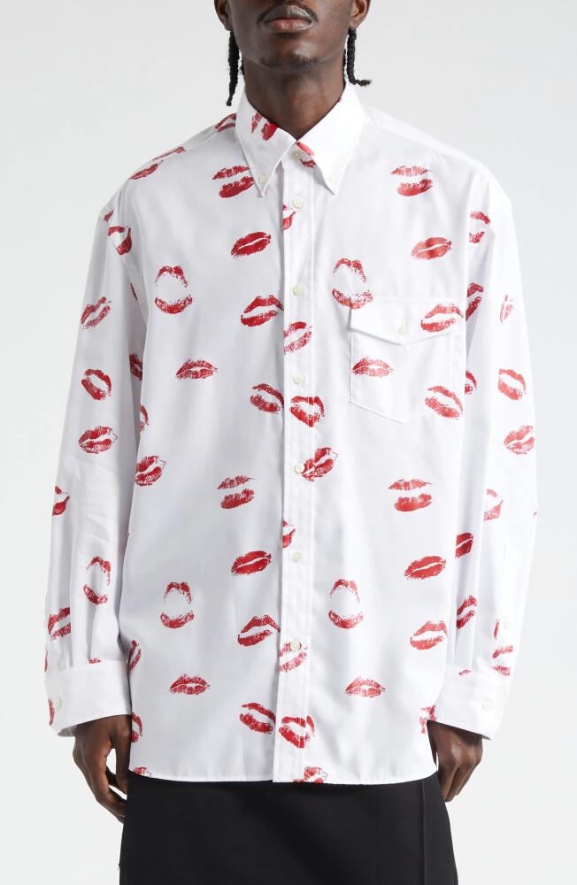 TAKAHIROMIYASHITA TheSoloist. Lips Print Button-Down Shirt in White Cover