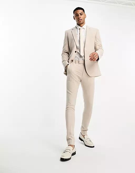 ASOS DESIGN super skinny mix and match suit pants in ecru-Neutral Cover