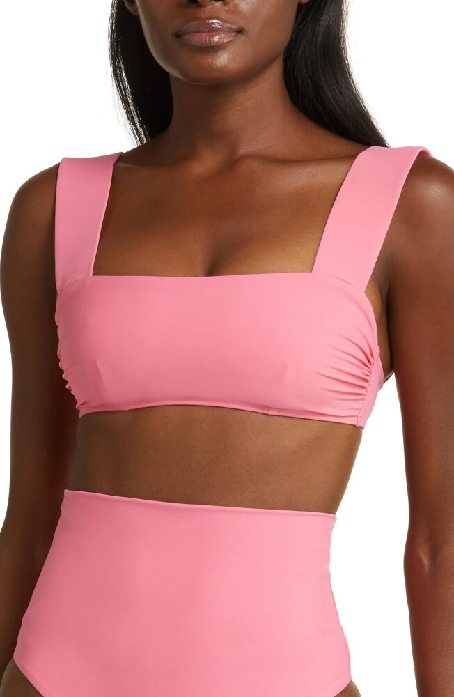 BONDI BORN Elle Square Neck Bikini Top in Rose Cover