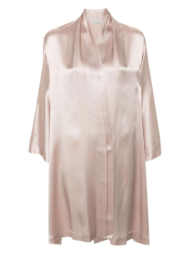 Carine Gilson pleat-detail silk robe - Pink Cover