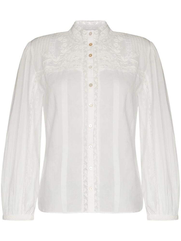 LoveShackFancy Ronda floral-embroidery blouse - White Cover