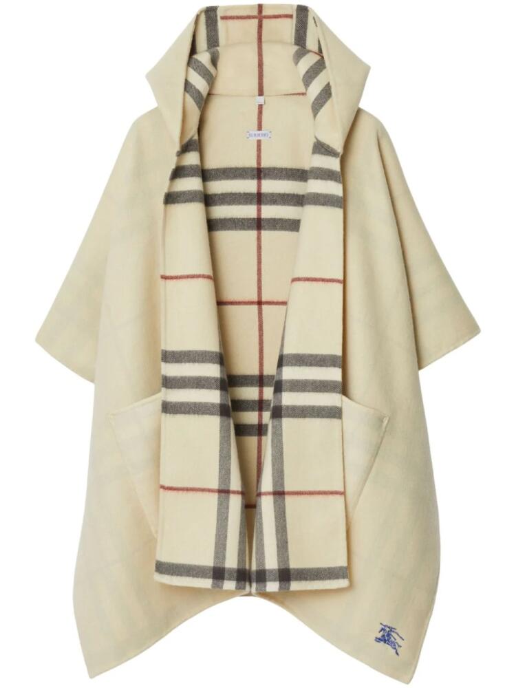 Burberry EKD-embroidered cashmere cape - Neutrals Cover