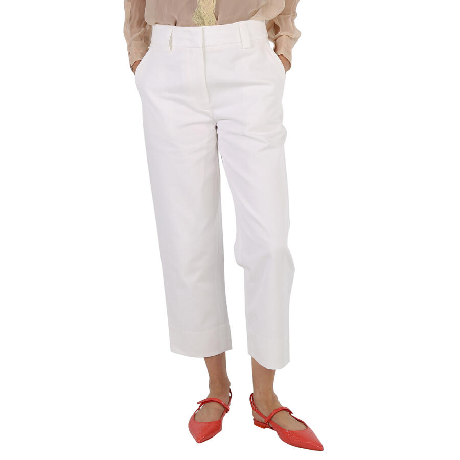 Moncler Ladies Natural Cotton Gabardine Cropped Trousers Cover