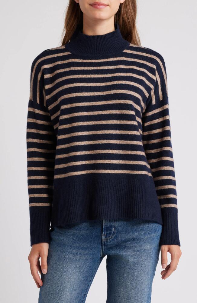 Hatley Stripe Mock Neck Tunic Sweater in Blue Cover