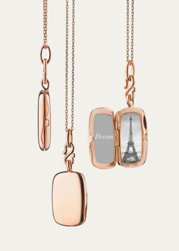 Monica Rich Kosann 18K Rose Gold Slim Britt Rectangle Locket Necklace Cover