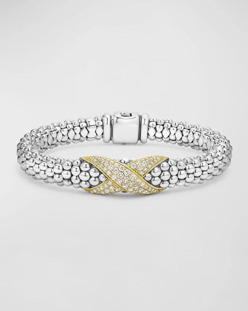 LAGOS Sterling Silver and 18K Embrace Diamond Pave Rope Bracelet Cover